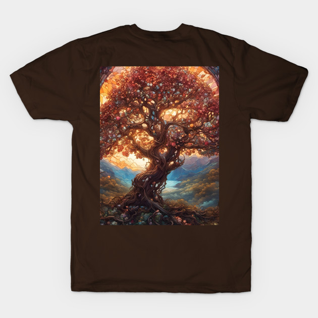 Stained Glass Glowing Gnarled Apple Tree by Chance Two Designs